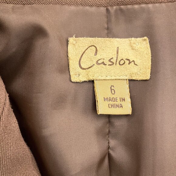 Caslon Skirt Suit Women 6/36 29W x 21L Brown‎ Button Peplum Stretch Classic 2pc - Picture 4 of 16